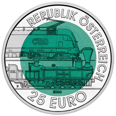 2004 150 Anos do Caminho de Ferro de Semmering - 25€ Áustria Niobium Proof