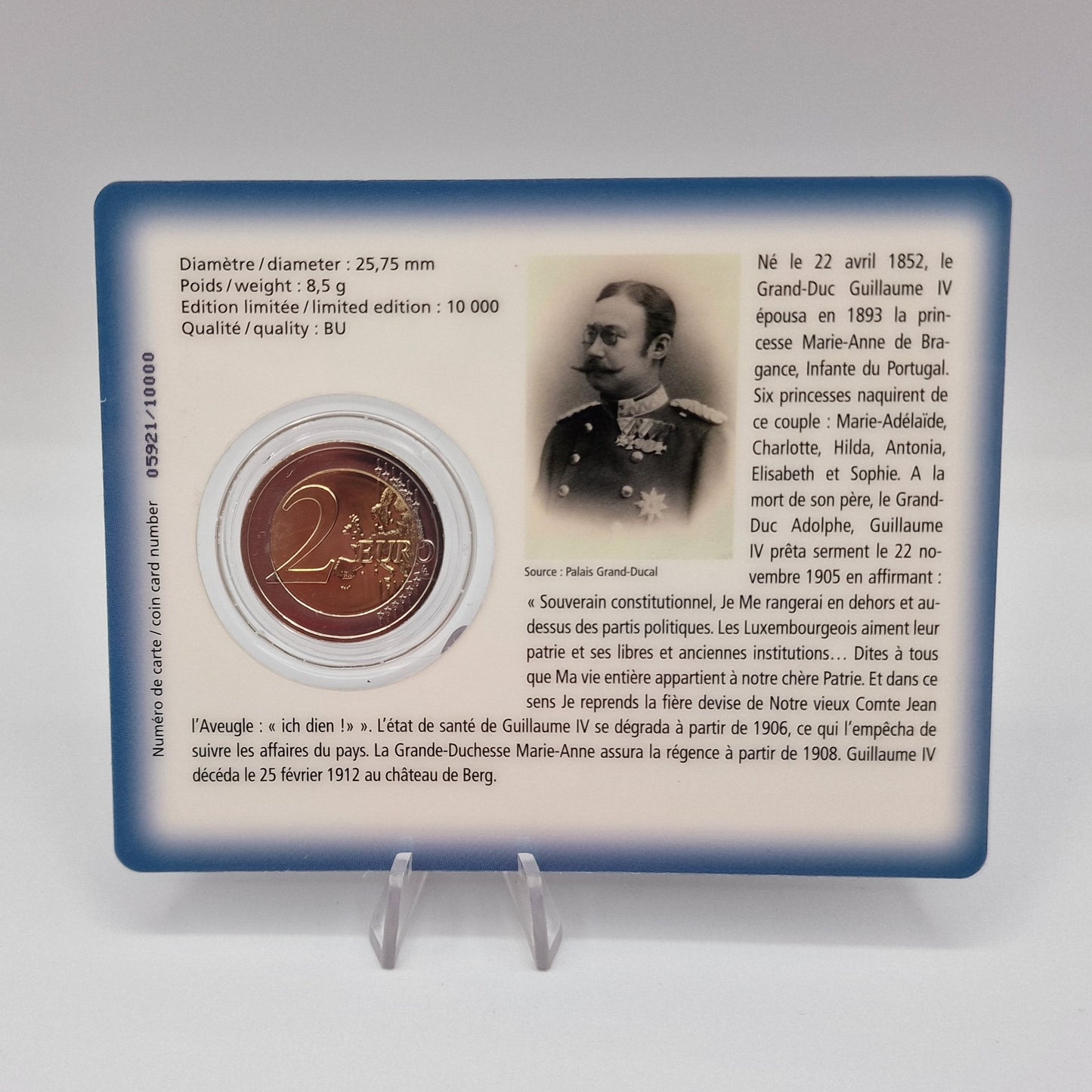 2012 Guilherme IV 2€ - Luxemburgo Coincard