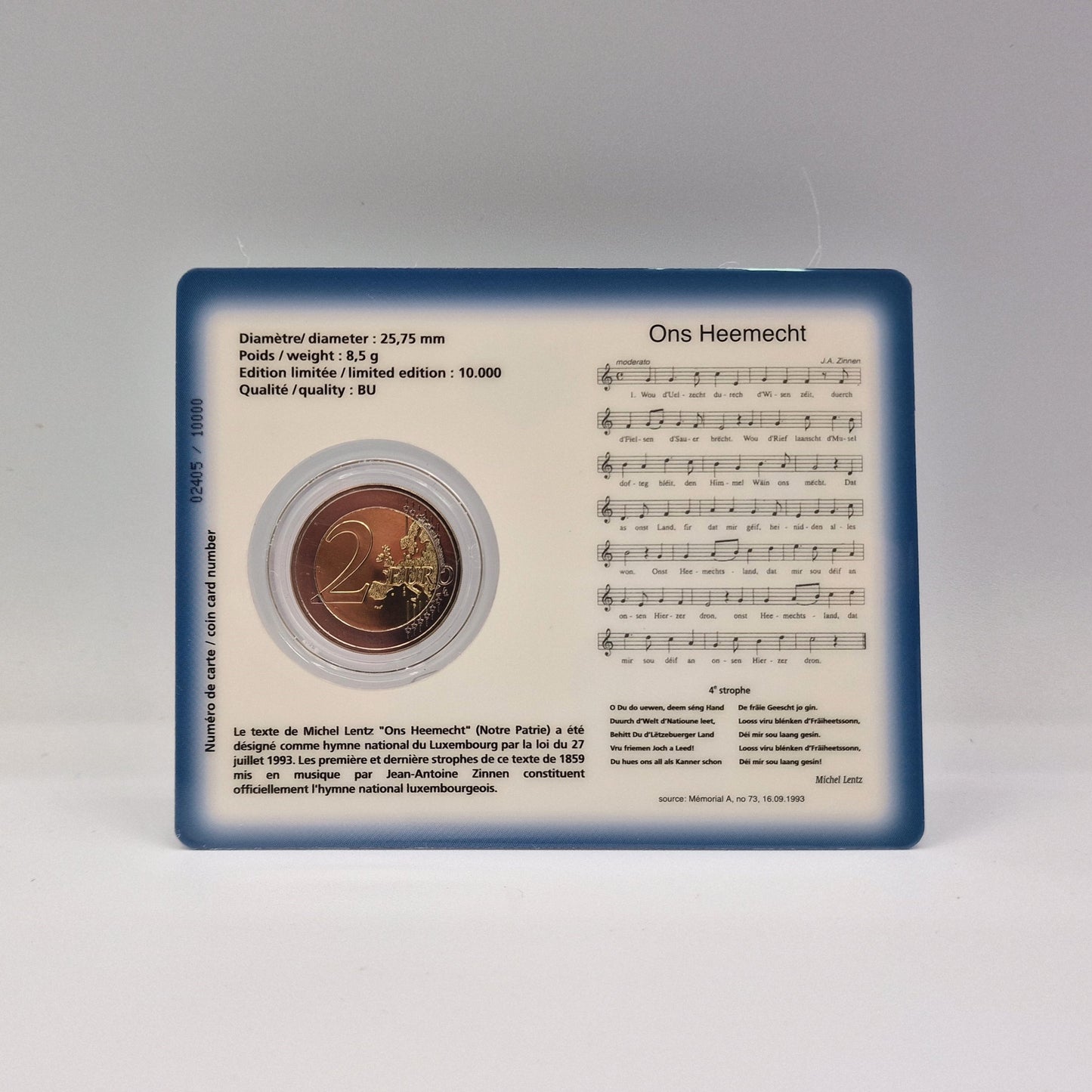 2013 Hino Nacional - Luxemburgo Coincard