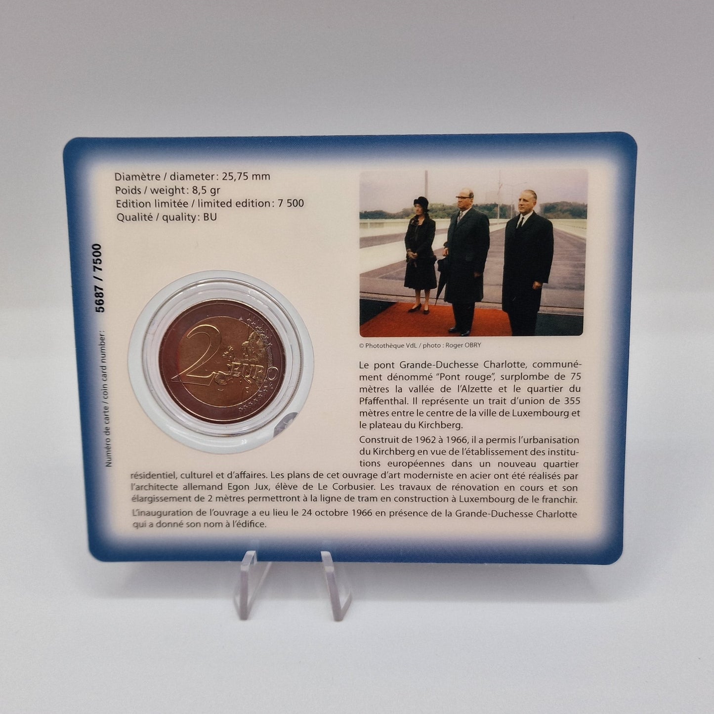 2016 "Ponte Charlotte" 2€ - Luxemburgo Coincard