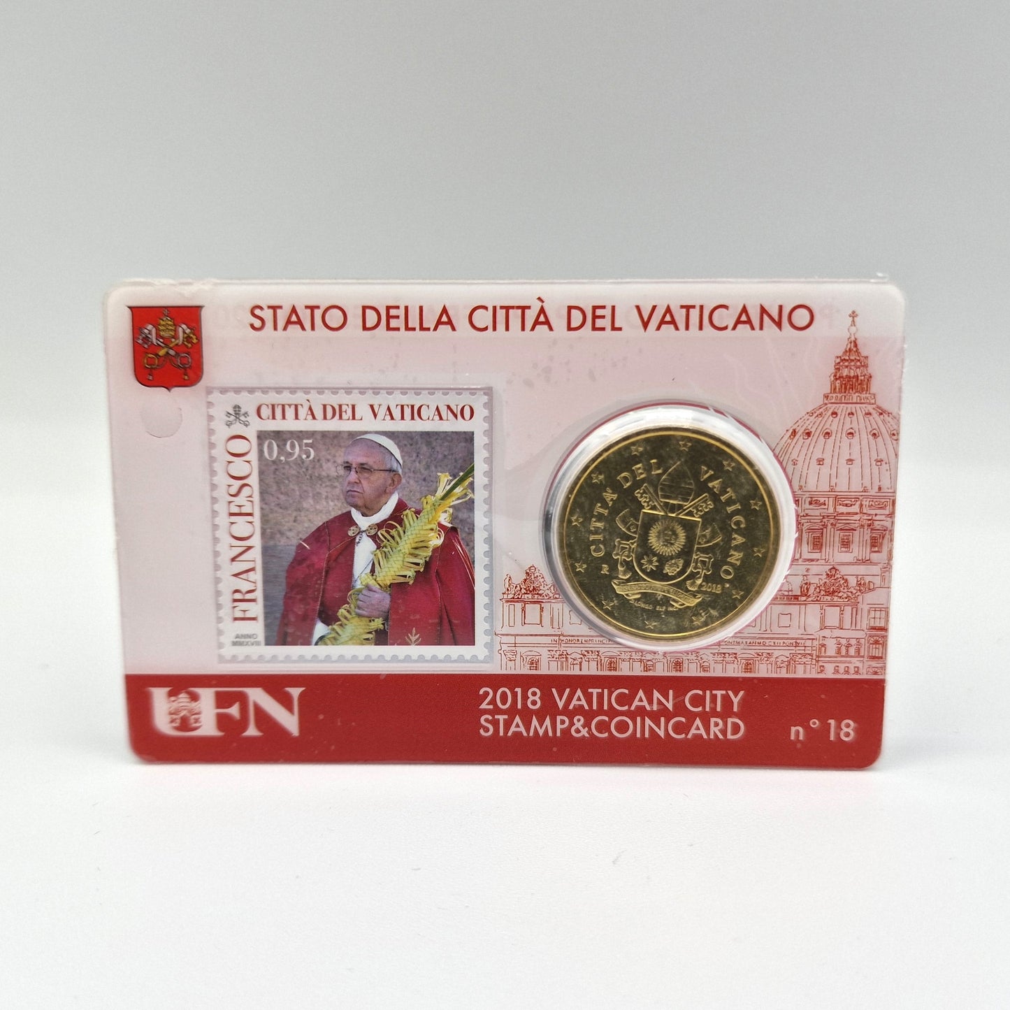 2018 50 Cent - Vatican Coincard N18 w/ stamp