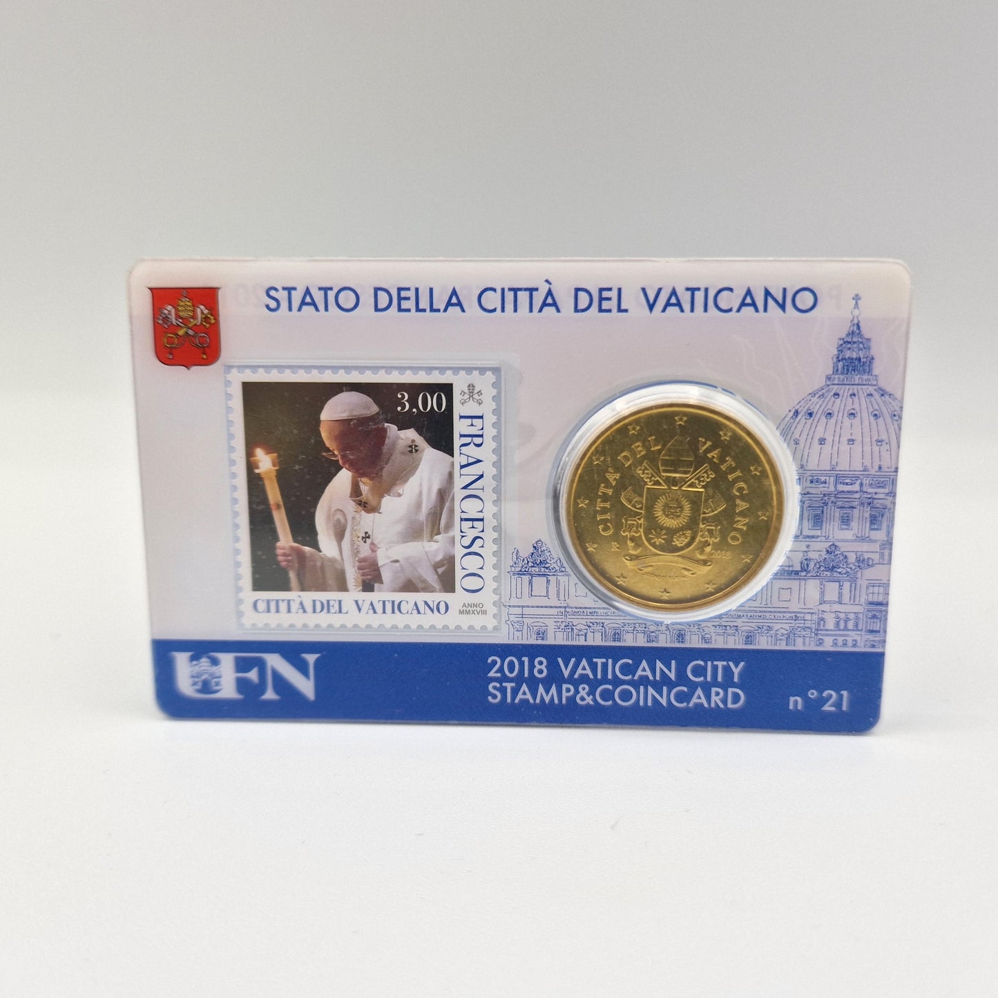 2018 50 Cent - Vatican Coincard N21 w/ stamp