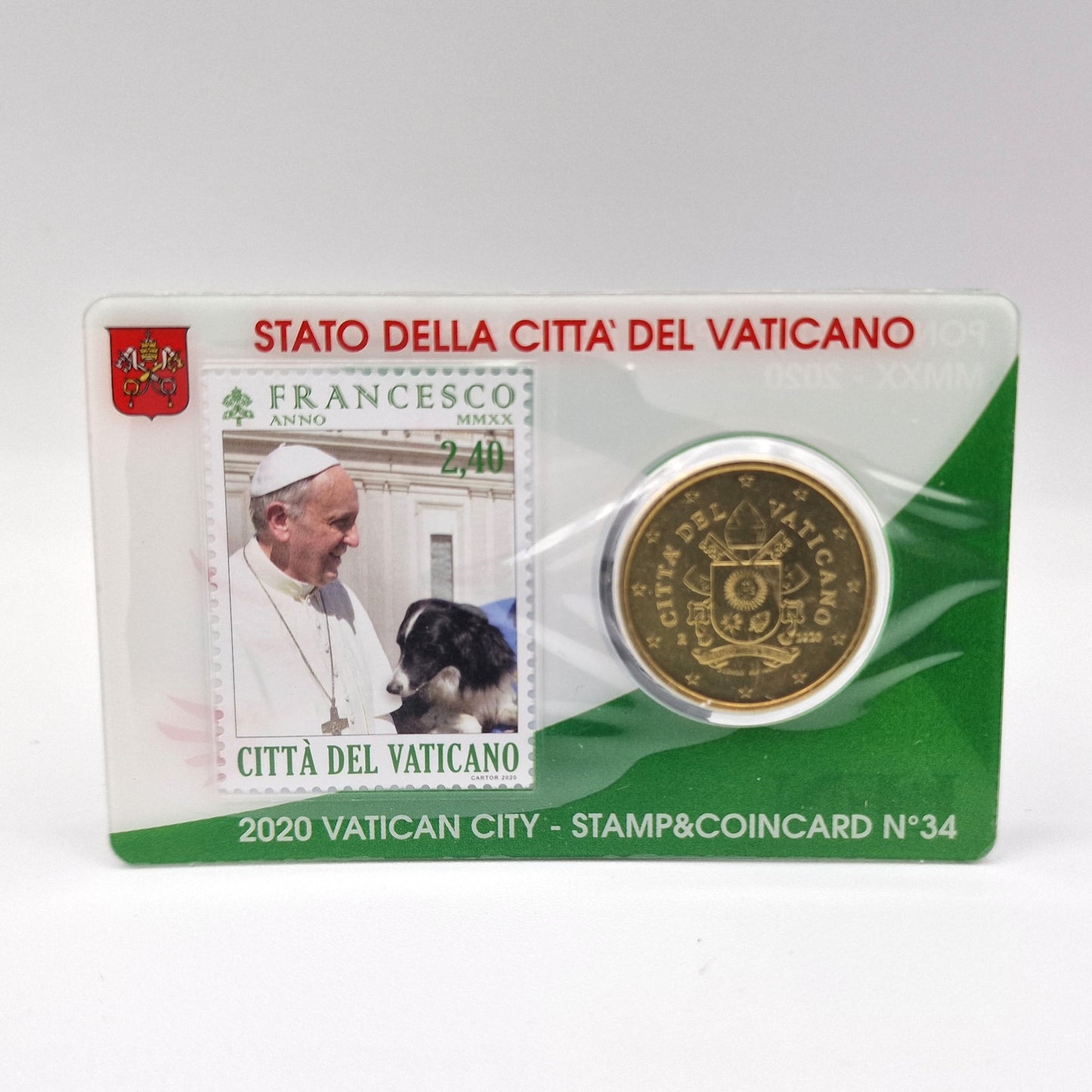 2020 50 Cent - Vatican Coincard N34 w/ stamp