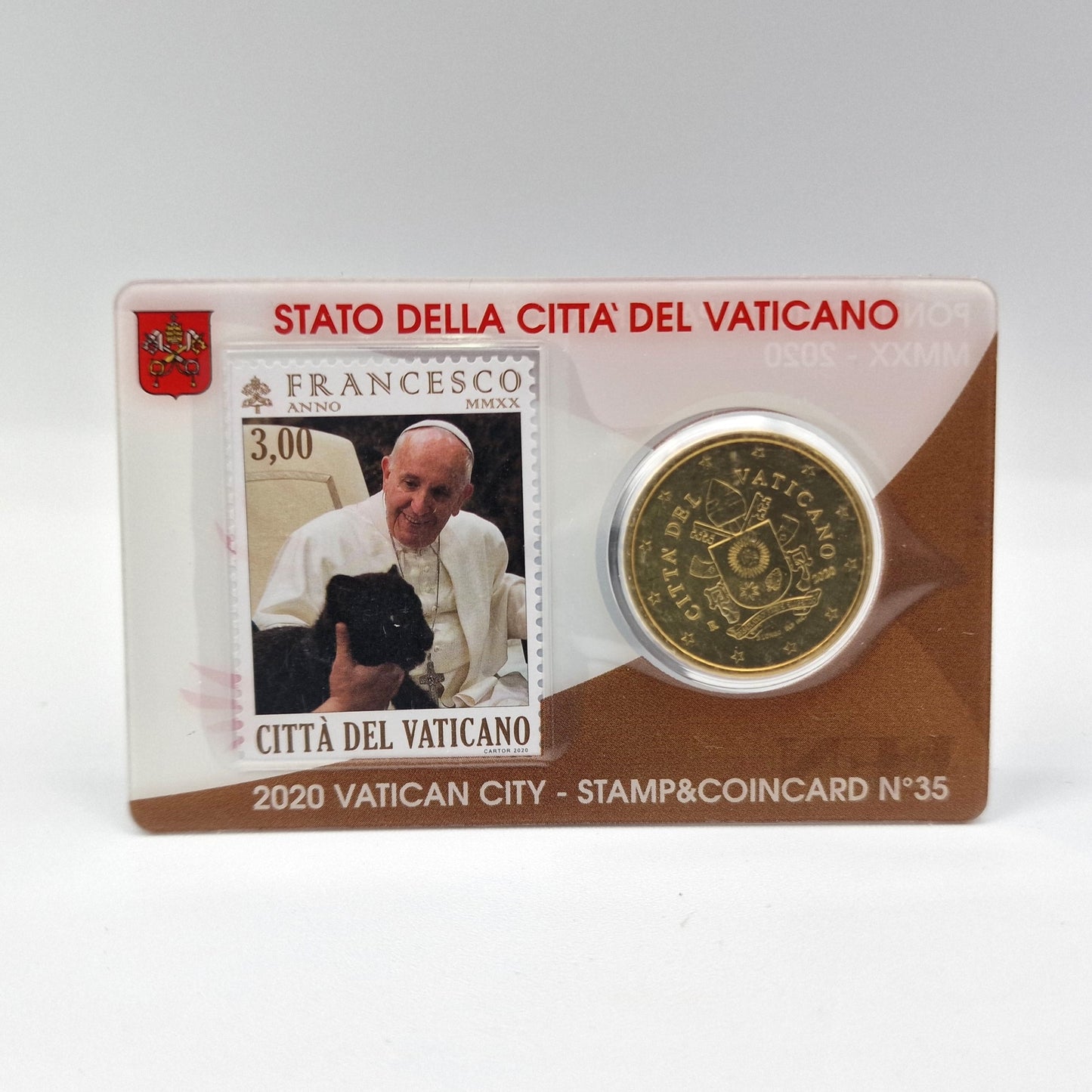 2020 50 Cent - Vatican Coincard N35 w/ stamp
