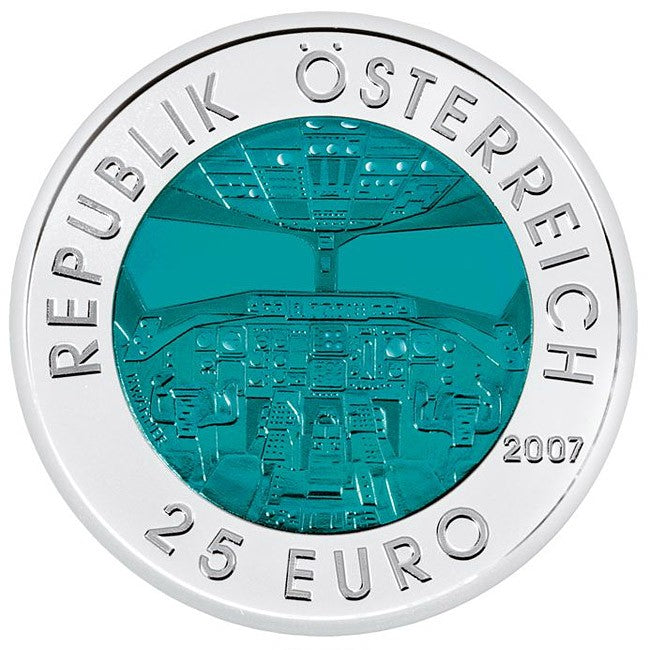 2007 Aviação Austríaca - 25€ Áustria Niobium Proof