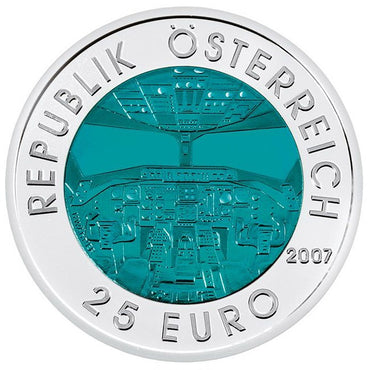 2007 Aviação Austríaca - 25€ Áustria Niobium Proof