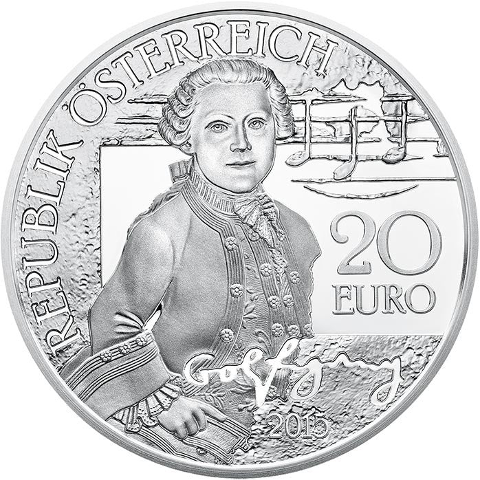 2015 Mozart 'The Wunderkind' - 20€ Áustria Proof