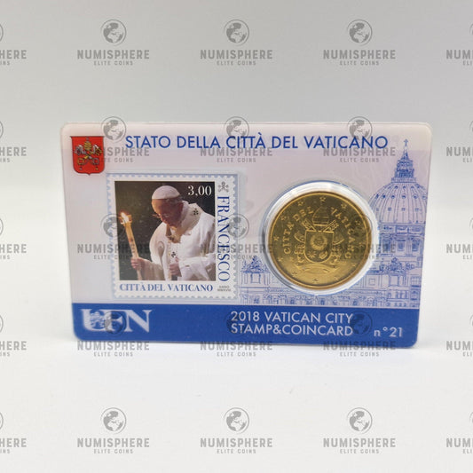 2018 50 Cent - Vaticano Coincard N21 c/ selo - 50 Cent, Coincard