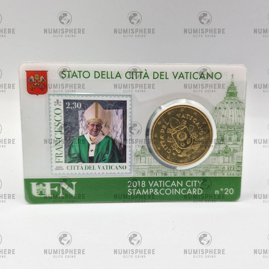 2018 50 Cent - Vaticano Coincard N20 c/ selo - 50 Cent, Coincard